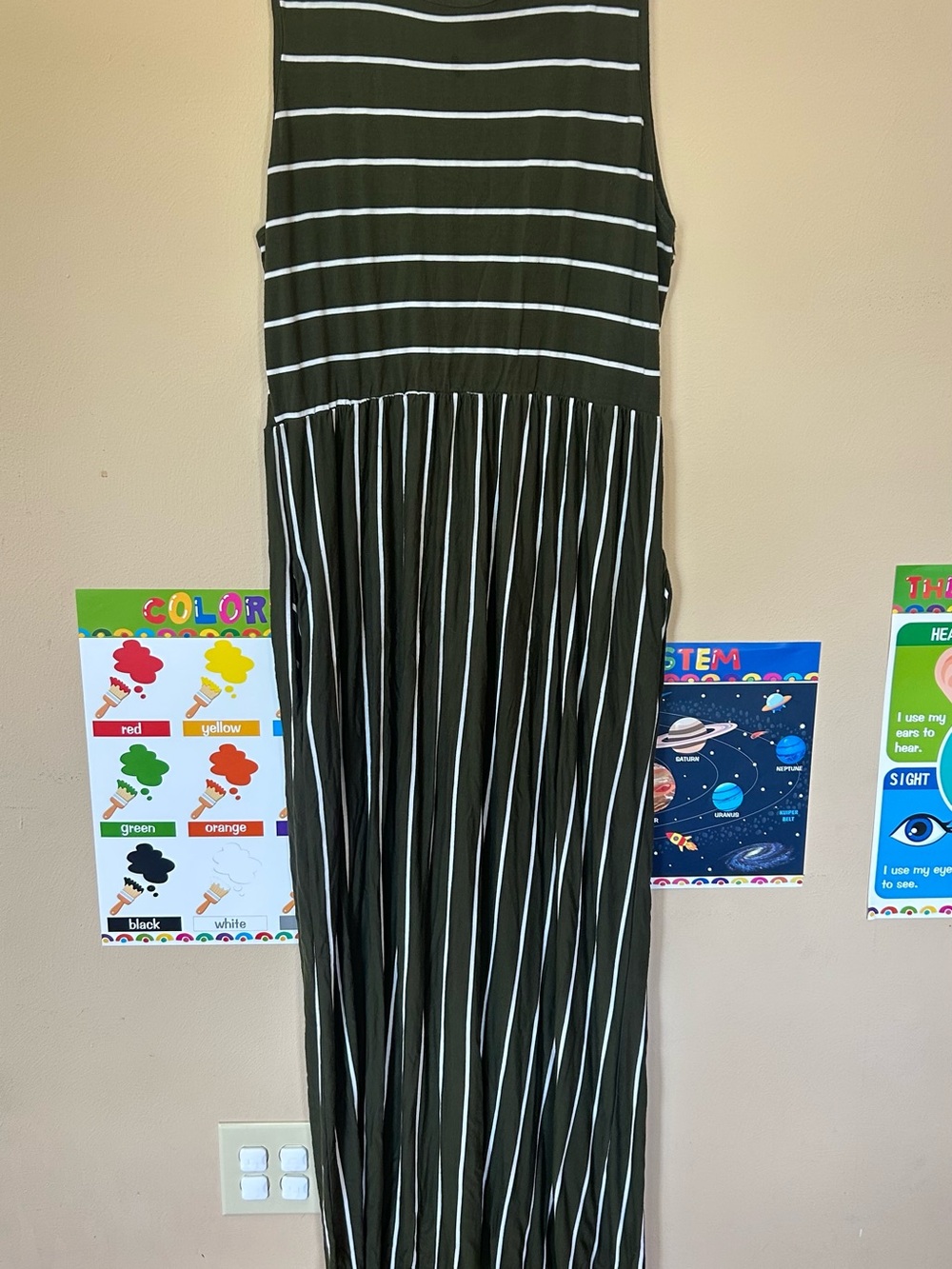 Striped Olive Green Women’s Maxi Dress